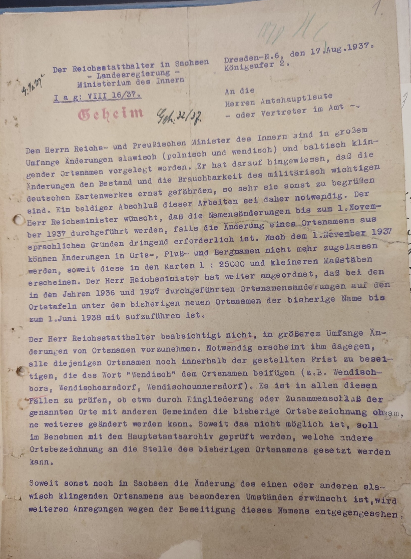 HStA Dresden, 10760 Amtshauptmannschaft Meißen, Nr. 04452, Bl. 1